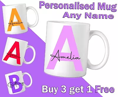 Personalised Initial Name Mug Custom Print Coffee Cup Christmas Mug Xmas Gifts • £5.89