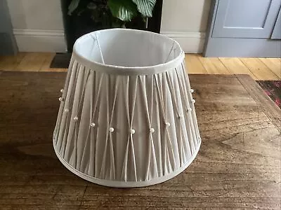 Medium Silk Effect Pinch Pleated Beaded Lamp ShadeTaupe/Mushroom 36cms Diamater • £25