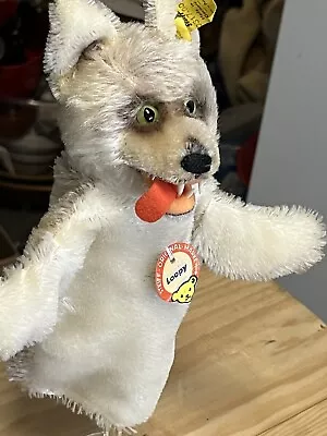 Rare STEIFF Loopy Wolf Hand Puppet ~ ALL IDs 1959-67 Mohair Glass Eyes • $100