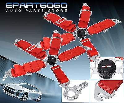 3  Nylon Red 5Pt Quick Snap Camlock Seat Belts For Civic Del Sol Integra • $63.99