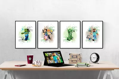 Minecraft Set Of 4 Prints Xbox PS5 Pictures Wall Art Poster • £8