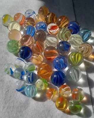 46 Caged Cats Eye Marbles I Do Not Know Age Or Maker 32 LG. 13 Sm • $16.50