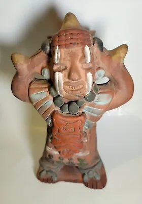 $17.99 • Buy Mexican Folk Art Terra Cotta Aztec Mayan  Warrior Carrying A Water Jug