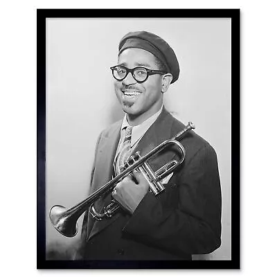 Vintage Portrait Jazz Legend Dizzie Gillespie 12X16 Inch Framed Art Print • $23.49