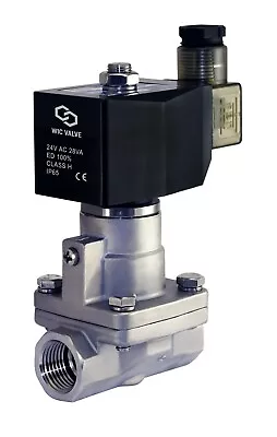 3/8  Inch High Pressure Stainless Electric Steam Solenoid Valve NC 24V AC PTFE • $135.99