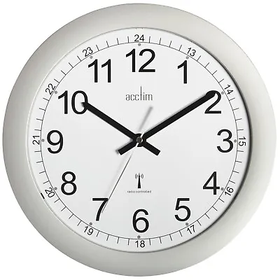 £32.95 • Buy Acctim Formia Wall Clock Radio Controlled Energy Efficient Movement Silver 30cm