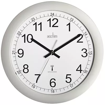 £32.95 • Buy Acctim Formia Wall Clock Radio Controlled Energy Efficient Movement Silver 30cm