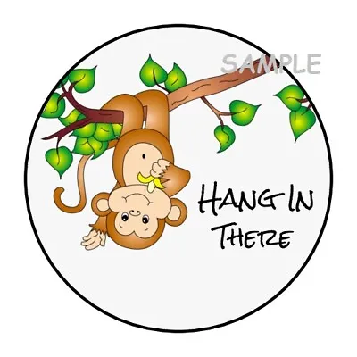 30 Monkey Hang In There ENVELOPE SEALS LABELS STICKERS 1.5  ROUND • $2.64