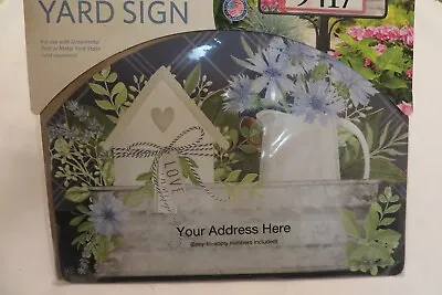 Yard Sign Magnet Bachelor Button Flowers In Pitcher Birdhouse With Heart • $20.99