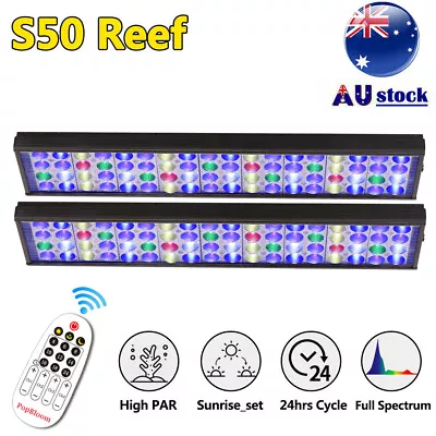 24  48  60-140cm PopBloom LED Aquarium Light Full Spectrum For Marine Reef Coral • $258