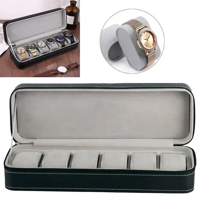 6 Grids Watch Display Storage Case Jewelry Collection Organizer Box Holder Gift • £10.96