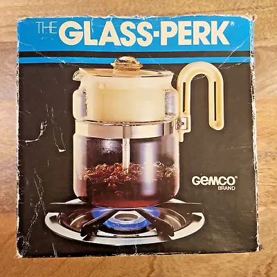 The Glass-Perk Stove Top Percolator 4-8 Cups Gemco Brand Vintage Black Coffee • $19.99