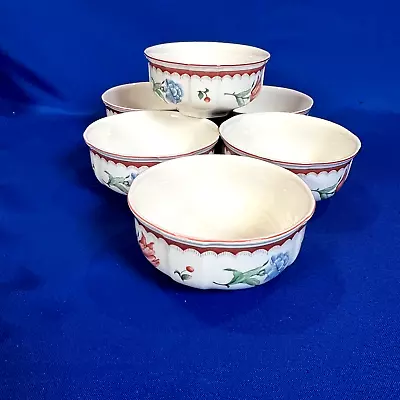 Set Of 6 Villeroy & Boch Jardin D' Alsace Fleur Berry Dessert Bowls 4 3/4 • $99.95