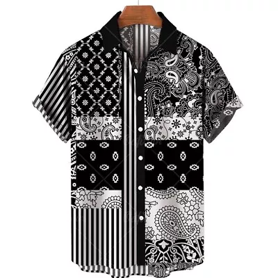 Mens Hawaiian Shirt Summer Beach Floral Holiday Rock Party Short Sleeve • £9.99