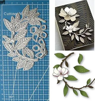 Metal Cutting Dies Magnolia Branch Diy Scrapbooking  Album Embossing Paper Card  • £4.99