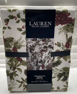 Ralph Lauren Christmas Tablecloth Pinecone Red Berry  60 X 104  Oblong 🌲 • £33.99