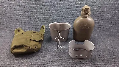 Vintage U.S. Army Water Canteen With Soup Cup. Soup Fire Stand. Belt Pouch • $29