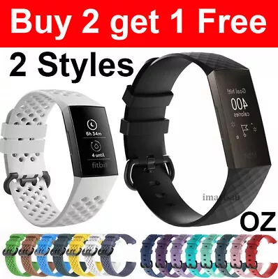 $6.50 • Buy Fitbit Charge 3 4 Sports Band Silicone Replacement Strap Wristband Bands