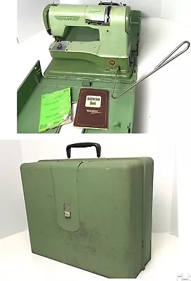 Vintage ELNA 722010 Portable Green Sewing Machine W/ Case - Powers On *VIDEO* • $164.99