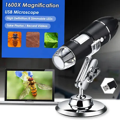 8LED 1600X USB Digital Microscope Magnifier Camera 1080P W/ Stand L0H8 • $15.99