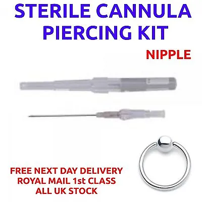Cannula Needle NIPPLE Piercing Kit CBR Hoop***FREE POST *** • £6.99
