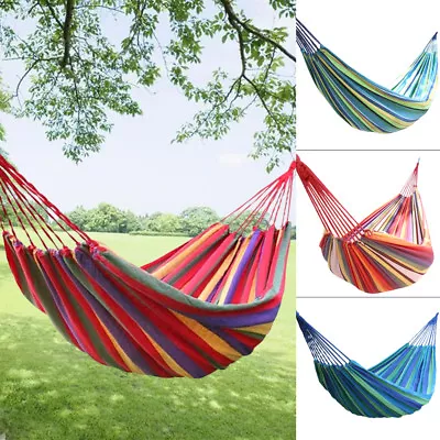 £12.95 • Buy Premium Garden Camping Canvas Hammock Lightweight Hang Bed Outdoor Travel Swing