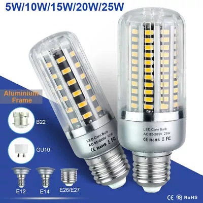 E27 E14 E12 B22 LED Corn Bulb Lamp 5736 SMD 5W 10W 15W 20W 25W Bright AC110V • £6.71