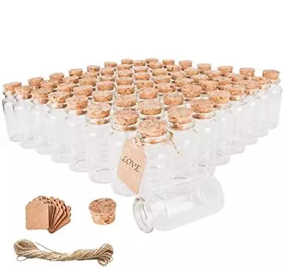 64PCS 30ml Cork Stoppers Glass Bottles Small Jars With Personalized Label Ta... • $28.27