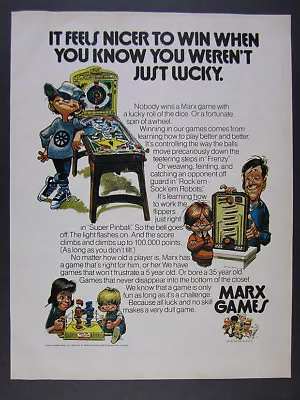 1974 Marx Games Rock'em Sock'em Robots Frenzy & Super Pinball Vintage Print Ad • $8.29