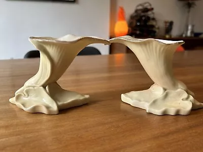 Pair Of Antique Blush Ivory China Arum Lily Vases 14cm Long X 9cm High • £5.99