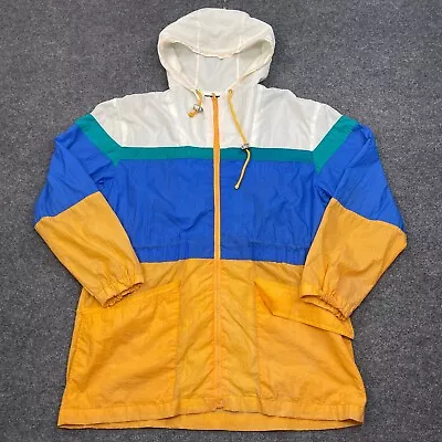 Vintage Andy Johns Windbreaker Jacket Adult Size Small Colorblock Full Zip Hood • $14.26