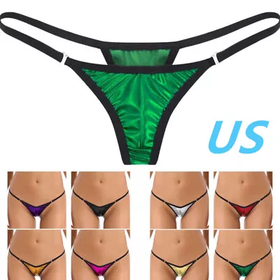 US Women Shiny Mini Thongs Sexy Micro G-String String Panties Lingerie Underwear • $6.89