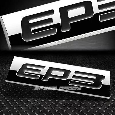 Metal Grill Trunk Emblem Decal Logo Trim Badge Polished Black Lettering Ep3 • $4.99