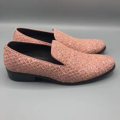 Bolano Shoes Mens Sarlo Loafer Dress Pink Textured Woven Glitter Slip On 8.5 • $50.01