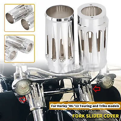 $50.98 • Buy Chrome Fork Boot Slider Cover Cow Bell For Harley Electra Street Glide Road King