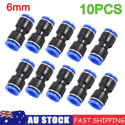 10X 6mm Pneumatic Push In Fittings Connectors Air Water Hose Tube Quick Release • $7.89