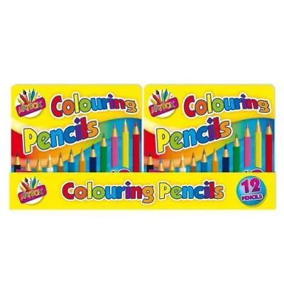 £3.89 • Buy Pack Of 12 Half Size Kids Colouring Coloured Pencils In Tin Box School