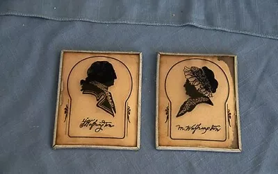 Vintage Small George And Martha Washington Framed Silhouettes • $4.99