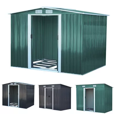 Outdoor Heavy Duty Galvanised Metal Garden Storage Shed Flat/Apex Home UK • £329.95