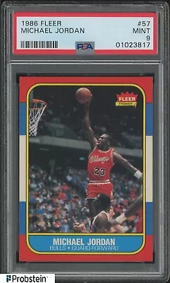 1986 Fleer Basketball #57 Michael Jordan RC Rookie HOF PSA 9   HIGH END   • $13400