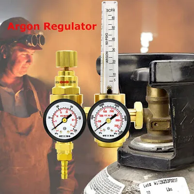 CGA580 Argon CO2 Tig Mig Flow Meter Welding Gas Regulator Welder Dual Gauges • $34.99