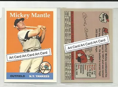 Mickey Mantle New York Yankees 2024 Custom Made Baseball Art Card 1958 Style • $5.69