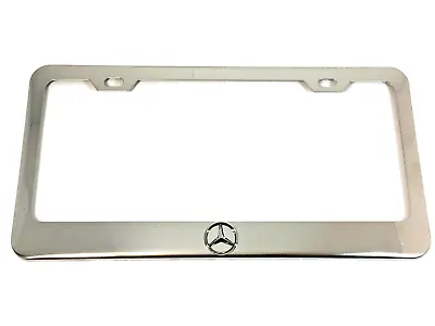 Mercedes Benz 3D Star Logo Chrome Stainless Steel License Plate Frame + Caps • $20.99