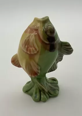 Vintage Ceramic Arts Studio Green Pink Yellow Fish Salt Shaker 4 H • $19.99