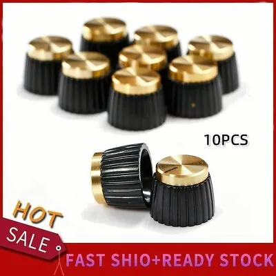 10pcs Guitar Amplifier Knobs With Gold Cap Push On Fits Marshall Black NEW • $10.69