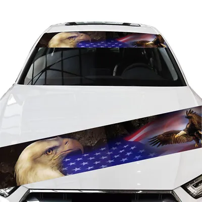 Windshield Banner Top Decal American Flag Graphic Sticker For Car Truck SUV Van • $13.40