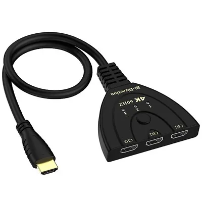 NEW 4K 3 Port HDMI Switch Splitter 3-To-1 Bi-Directional Cable 2024 • £14.55