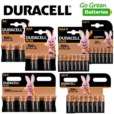 Duracell AA AAA Batteries Plus 100% Power Alkaline LR6 LR03 MN1500 MN2400 MICRO • £5.99