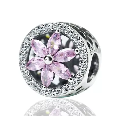 $24.50 • Buy PINK FLOWER S925 Sterling Silver Bead Charm By Charm Heaven NEW