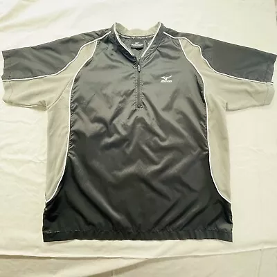 Mizuno Teamwear Baseball Shirt Black Mens M Windbreaker Warm-Up Pullover 1/4 Zip • $18